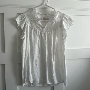 NWT LOFT flutter sleeve eyelet top - size XS